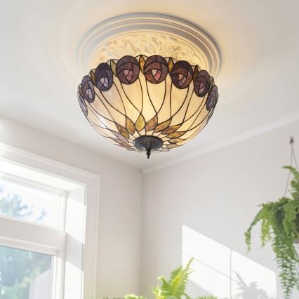 Endon 111906 - Prisadený luster Tiffany HUTCHINSON 3xE27/10W/230V priemer 50 cm