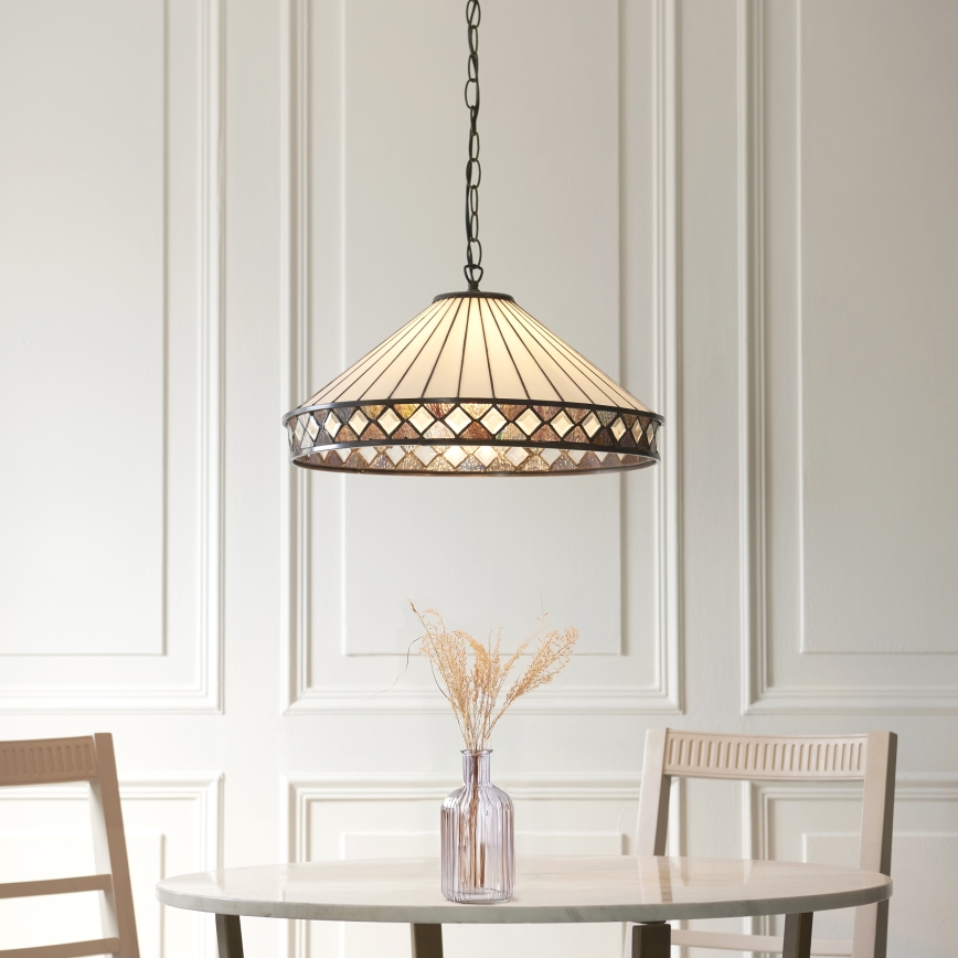 Endon 111961 - Luster na reťazi Tiffany FARGO 3xE27/10W/230V pr. 50 cm