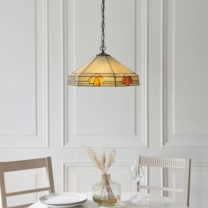 Endon 111989 - Luster na reťazi Tiffany NEVADA 3xE27/10W/230V pr. 40 cm
