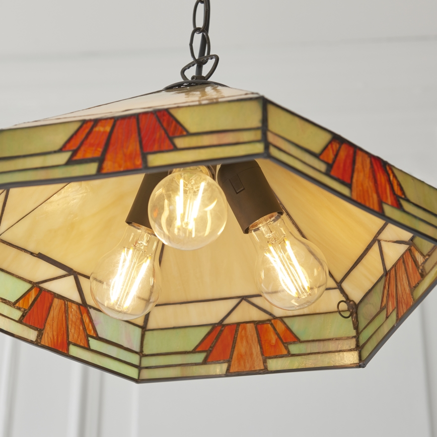 Endon 111989 - Luster na reťazi Tiffany NEVADA 3xE27/10W/230V pr. 40 cm