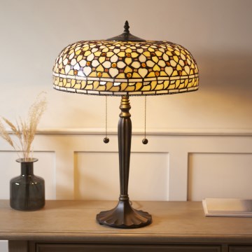 Endon 112178 - Stolná lampa Tiffany MILLE FEUX 2xE14/40W/230V priemer 45 cm