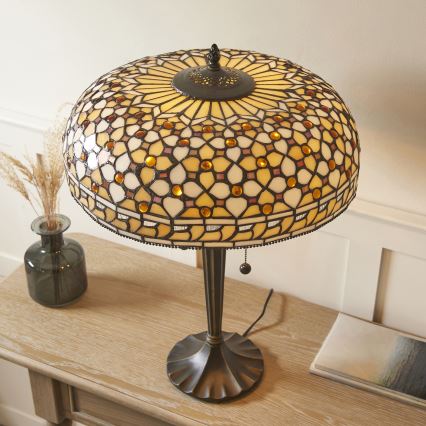 Endon 112178 - Stolná lampa Tiffany MILLE FEUX 2xE14/40W/230V priemer 45 cm