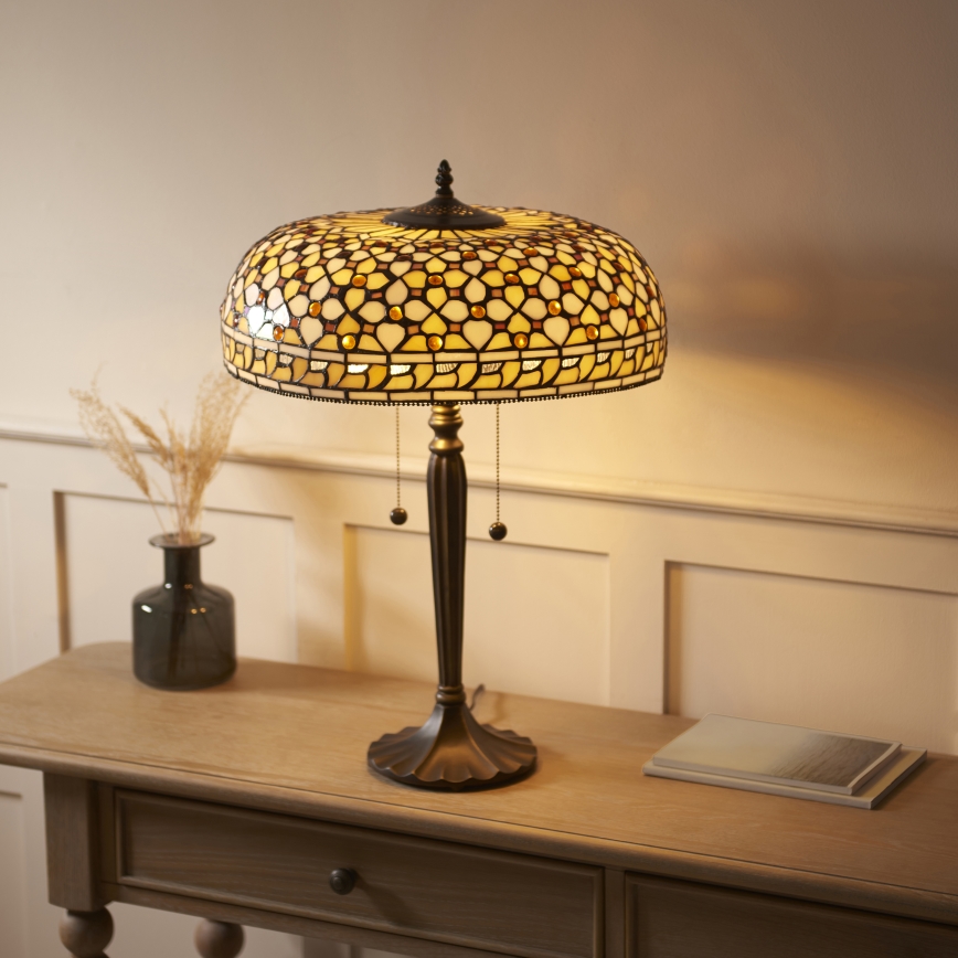 Endon 112178 - Stolná lampa Tiffany MILLE FEUX 2xE14/40W/230V priemer 45 cm