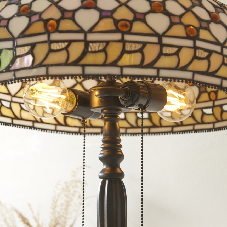 Endon 112178 - Stolná lampa Tiffany MILLE FEUX 2xE14/40W/230V priemer 45 cm