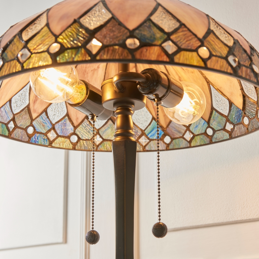 Endon 112183 - Stolná lampa Tiffany BROOKLYN 2xE14/10W/230V pr. 40 cm
