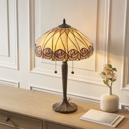 Endon 112184 - Stolová lampa Tiffany HUTCHINSON 2xE27/10W/230V pr. 40 cm