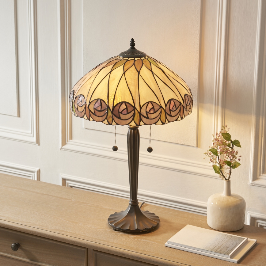 Endon 112184 - Stolová lampa Tiffany HUTCHINSON 2xE27/10W/230V pr. 40 cm