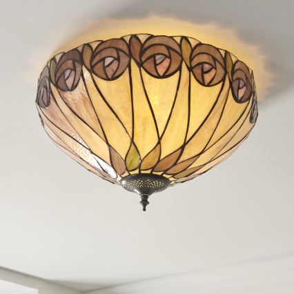 Endon 112188 - Stropné svietidlo Tiffany HUTCHINSON 2xE27/60W/230V priemer 40 cm