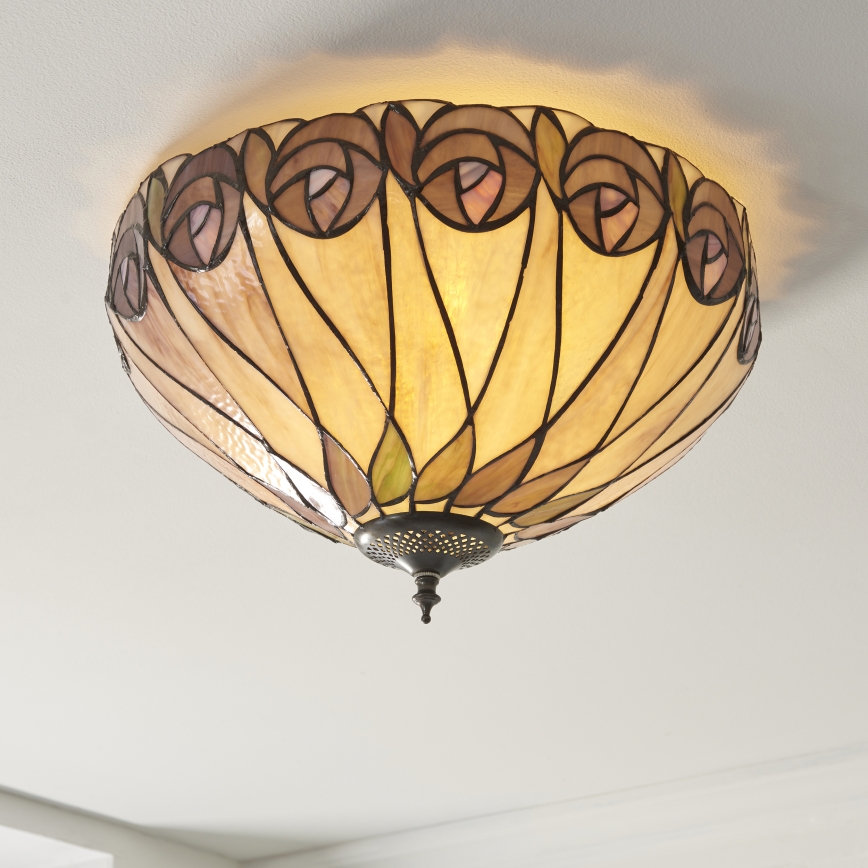 Endon 112188 - Stropné svietidlo Tiffany HUTCHINSON 2xE27/60W/230V priemer 40 cm