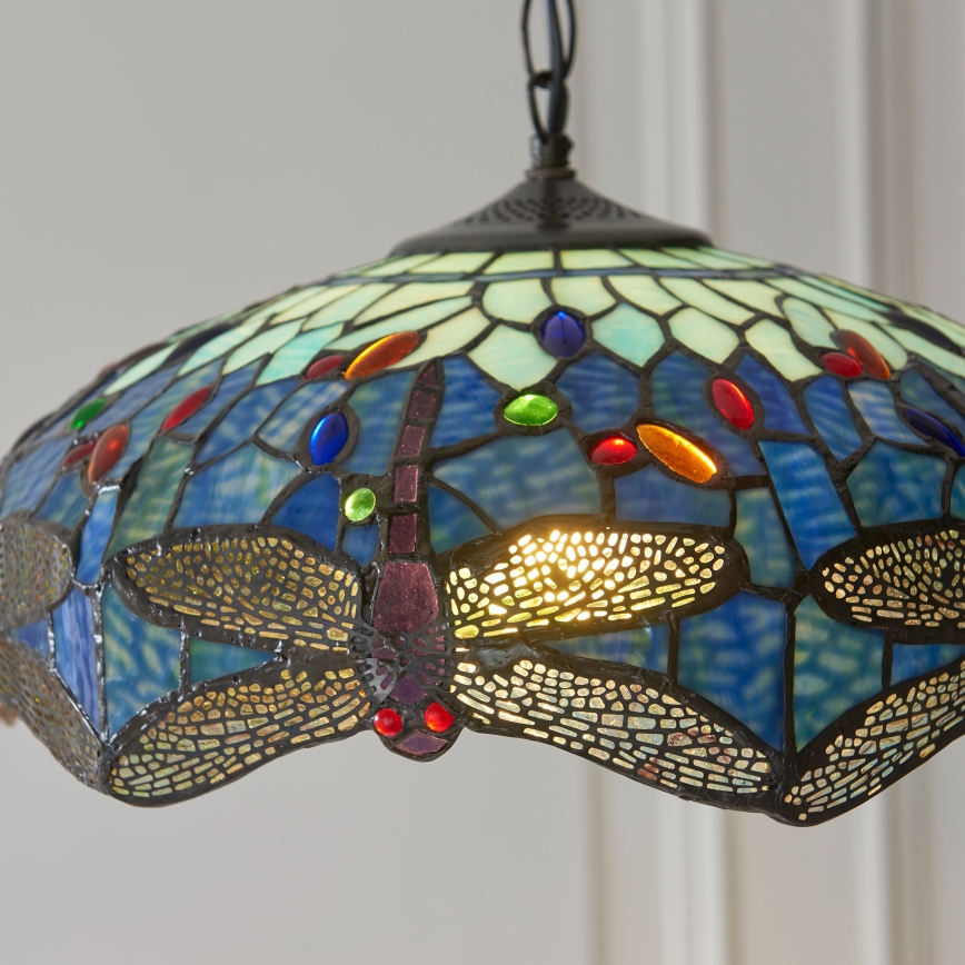 Endon 112195 - Luster na reťazi Tiffany DRAGONFLY 1xE27/60W/230V pr. 41 cm