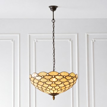 Endon 112226 - Luster na reťazi Tiffany PEARL 1x E27/10W/230V priemer 45 cm