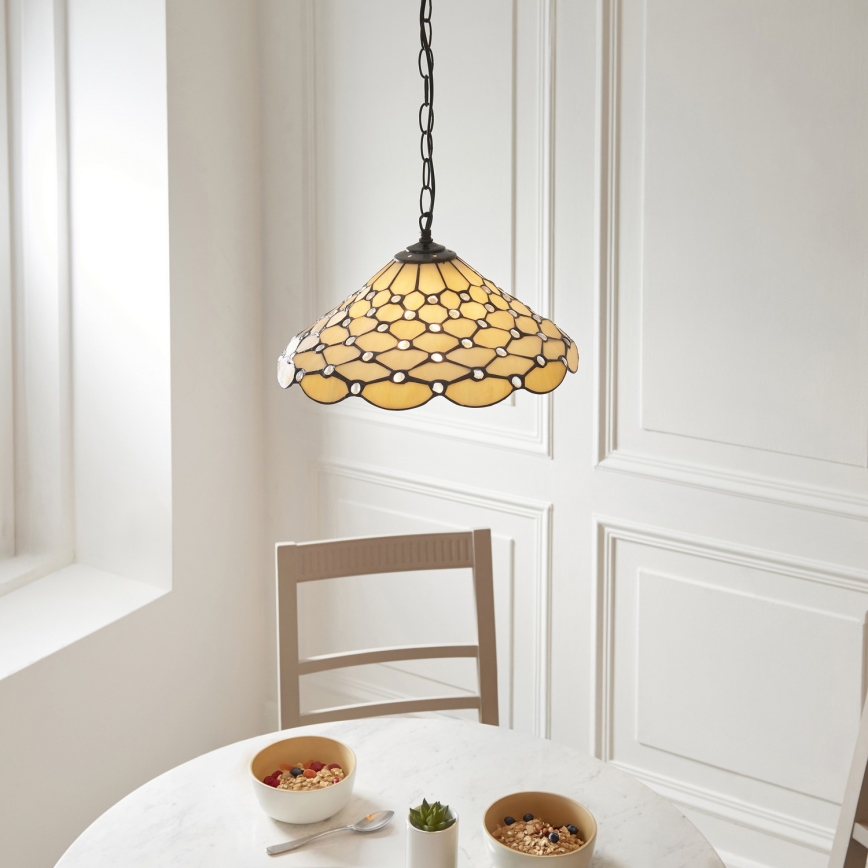 Endon 112226 - Luster na reťazi Tiffany PEARL 1x E27/10W/230V priemer 45 cm
