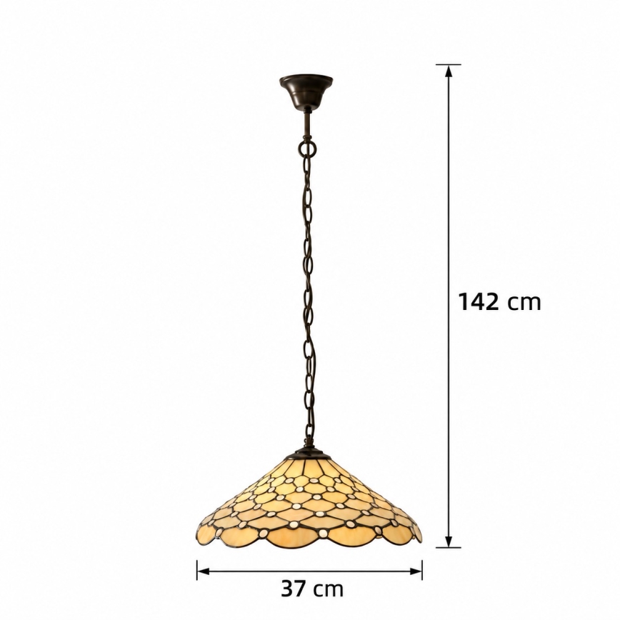 Endon 112226 - Luster na reťazi Tiffany PEARL 1x E27/10W/230V priemer 45 cm