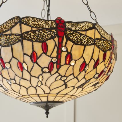 Endon 112251 - Závesný luster na reťazi Tiffany DRAGONFLY 3xE27/60W/230V priemer 50 cm