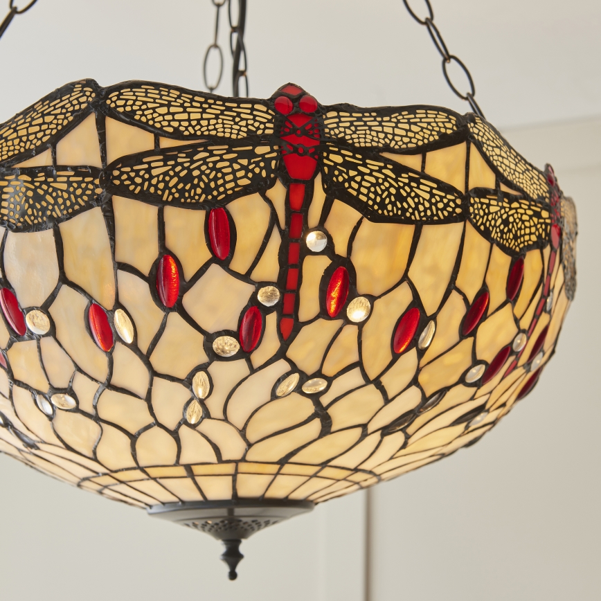 Endon 112251 - Závesný luster na reťazi Tiffany DRAGONFLY 3xE27/60W/230V priemer 50 cm