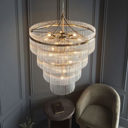 Endon 112576 - Luster na reťazi MARIETTA 16xE14/6W/230V mosadz/číra