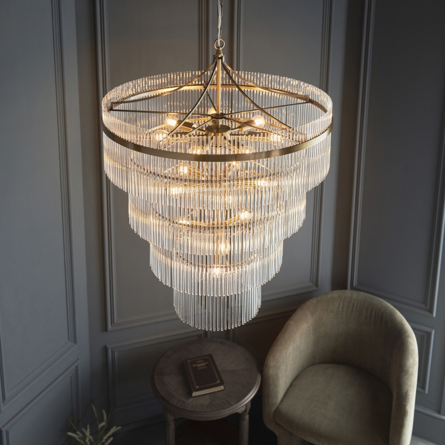 Endon 112576 - Luster na reťazi MARIETTA 16xE14/6W/230V mosadz/číra