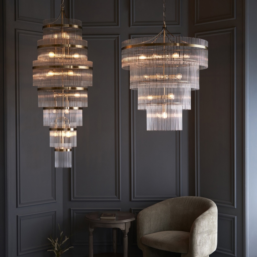 Endon 112576 - Luster na reťazi MARIETTA 16xE14/6W/230V mosadz/číra