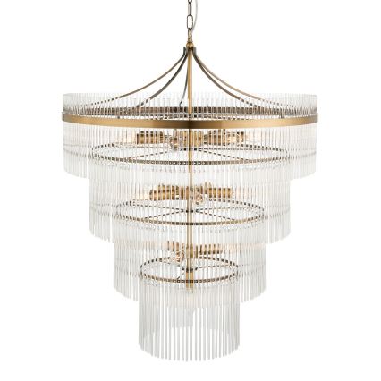 Endon 112576 - Luster na reťazi MARIETTA 16xE14/6W/230V mosadz/číra
