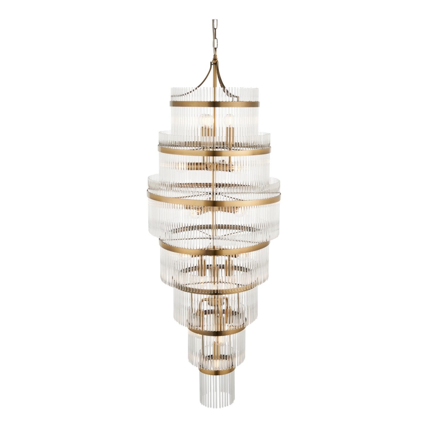 Endon 112793 - Luster na reťazi MARIETTA GRAND 21xE14/6W/230V mosadz/číra