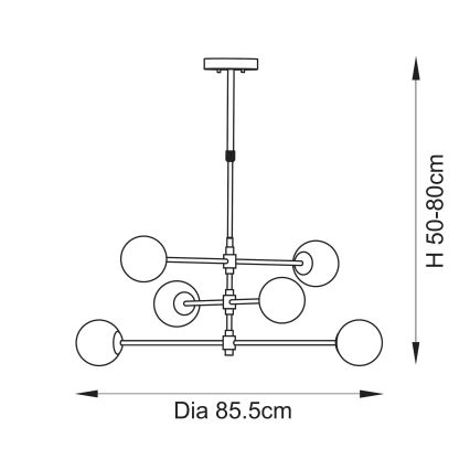 Endon 114039 - Luster na tyči 6xG9/3,2W/230V zlatý