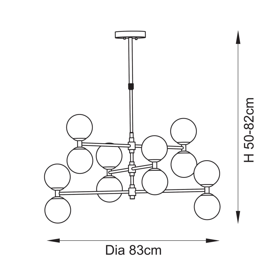 Endon 114041 - Luster na tyči 12xG9/3,2W/230V zlatá