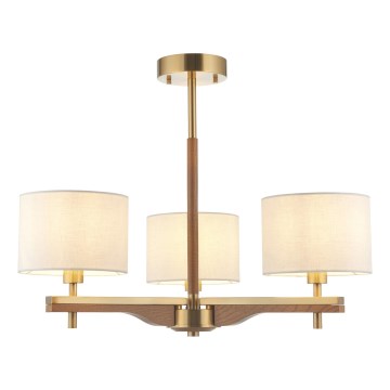 Endon 116993 - Luster na tyči HEATHCLIFF 3xE14/7W/230V mosadz/jaseň