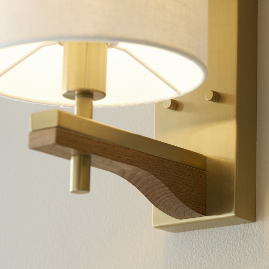 Endon 116995 - Nástenné svietidlo HEATHCLIFF 1xE14/7W/230V mosadz/jaseň