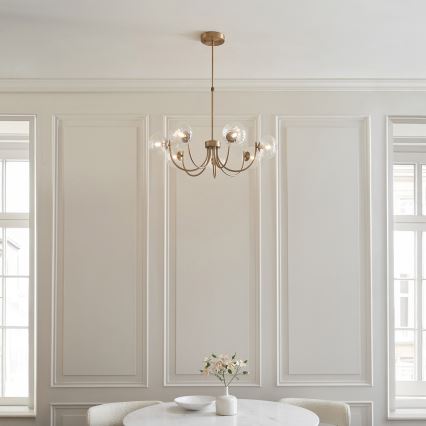 Endon 119224 - Mosadzný závesný luster na lane HAGUE 7xG9/5W/230V