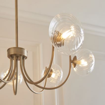 Endon 119224 - Mosadzný závesný luster na lane HAGUE 7xG9/5W/230V