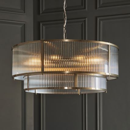 Endon 119456 - Luster na reťazi RIDGETON 8xE14/7W/230V mosadz