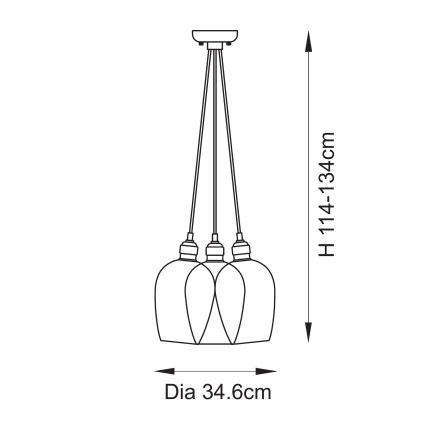 Endon 120644 - Luster na lanku 3xE27/10W/230V lesklý chróm