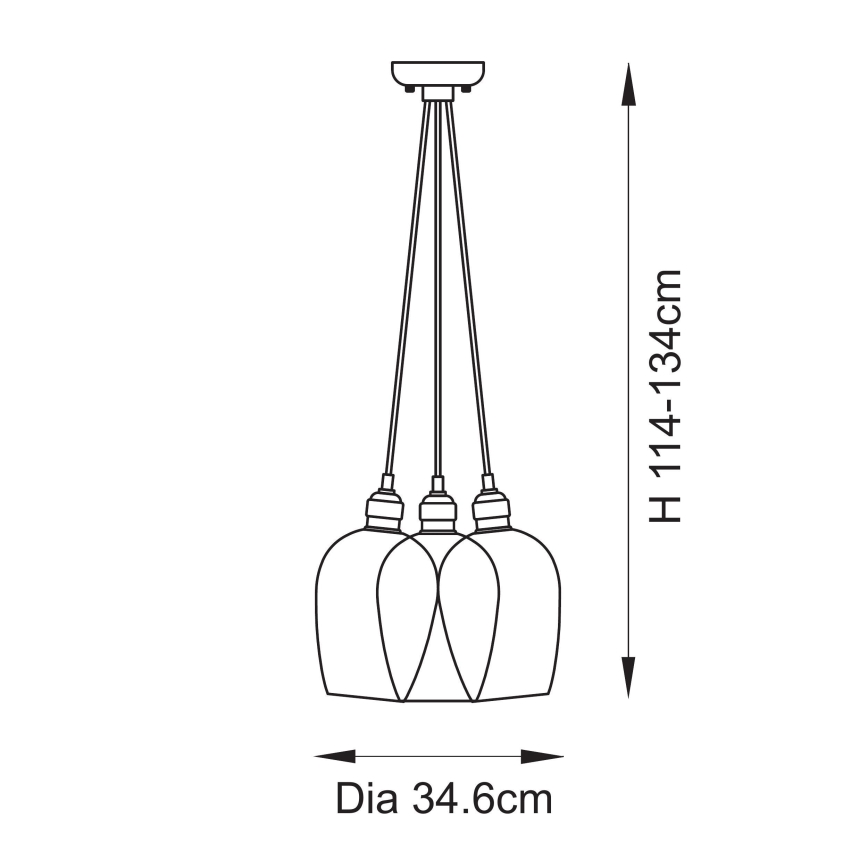 Endon 120648 - Závesný luster na lanku 3xE27/10W/230V mosadz
