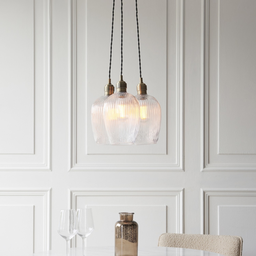 Endon 120656 - Závesný luster na lanku 3xE27/10W/230V mosadz