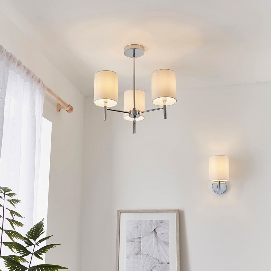 Endon 56642 - Luster na tyči BRIO 3xE14/40W/230V lesklý chróm/biela