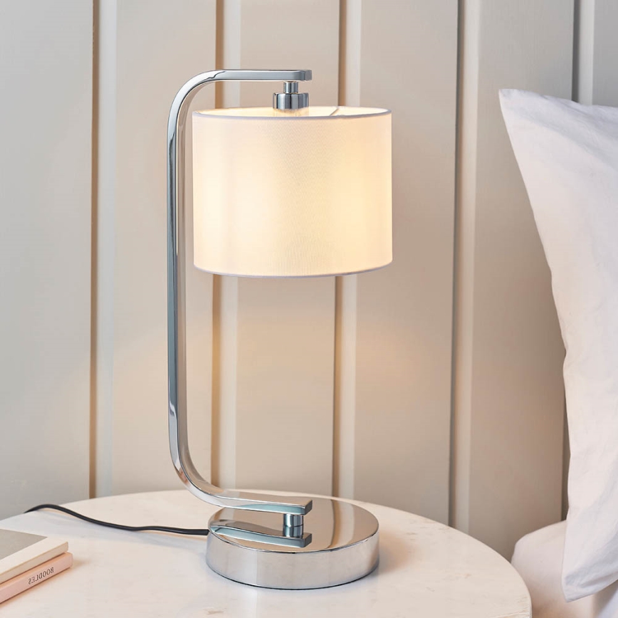 Endon 57917 - Stmievateľná stolná lampa CANNING 1xE14/40W/230V lesklý chróm/biela