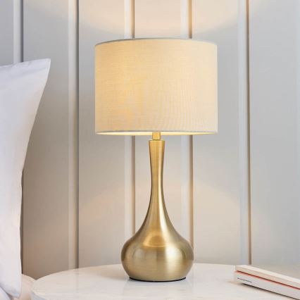 Endon 61191 - Stmievateľná stolná lampa PICCADILLY 1xE14/40W/230V mosadz/béžová