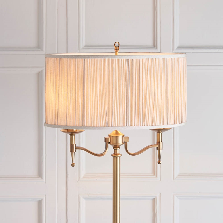 Endon 63620 - Stojacia lampa STANFORD 2xE14/40W/230V mosadz/béžová