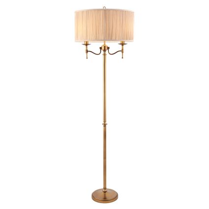 Endon 63620 - Stojacia lampa STANFORD 2xE14/40W/230V mosadz/béžová