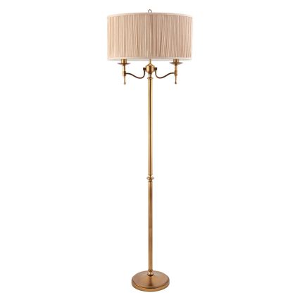 Endon 63620 - Stojacia lampa STANFORD 2xE14/40W/230V mosadz/béžová