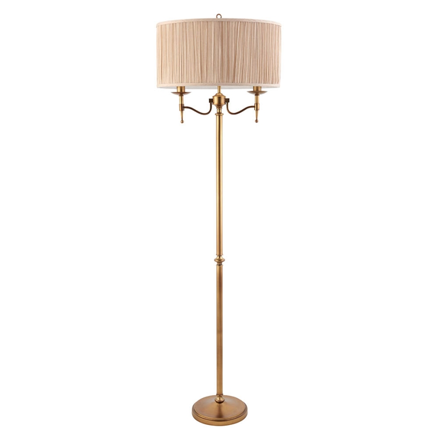 Endon 63620 - Stojacia lampa STANFORD 2xE14/40W/230V mosadz/béžová