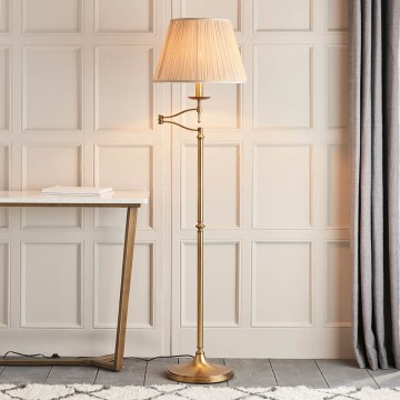 Endon 63621 - Stojacia lampa STANFORD 1xE27/60W/230V mosadz/béžová