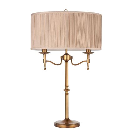 Endon 63648 - Stolná lampa STANFORD 2xE14/40W/230V mosadz/béžová