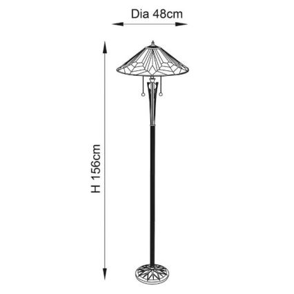 Endon 63934 - Stojaca lampa Tiffany ASTORIA 2xE27/60W/230V pr. 48 cm