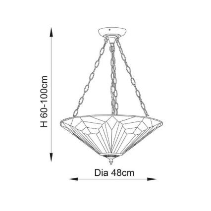 Endon 63936 - Luster na reťazi Tiffany ASTORIA 3xE27/60W/230V pr. 48 cm