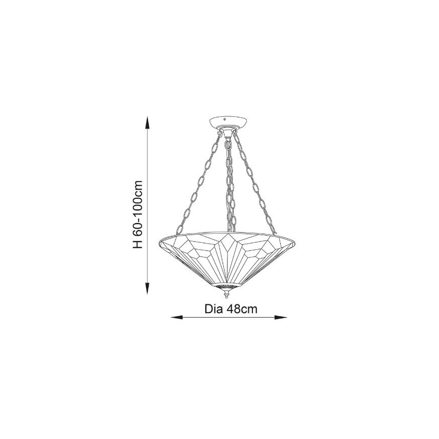 Endon 63936 - Luster na reťazi Tiffany ASTORIA 3xE27/60W/230V pr. 48 cm