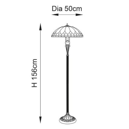 Endon 63972 - Stojacia lampa Tiffany BROOKLYN 2xE27/60W/230V priemer 50 cm