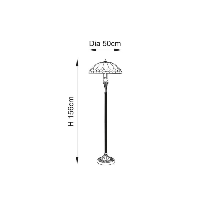 Endon 63972 - Stojacia lampa Tiffany BROOKLYN 2xE27/60W/230V priemer 50 cm
