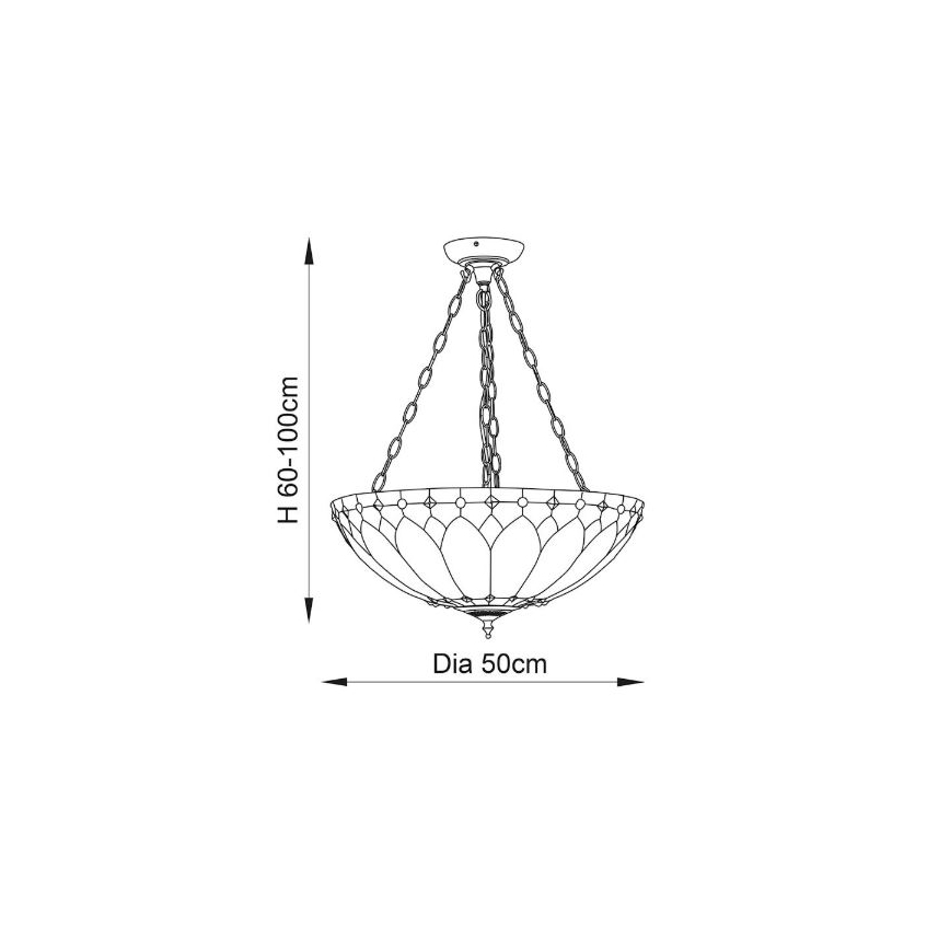Endon 63976 - Luster na reťazi Tiffany BROOKLYN 3xE27/60W/230V priemer 50 cm