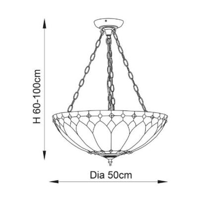Endon 63976 - Závesný luster na reťazi BROOKLYN 3xE27/60W/230V pr. 50 cm